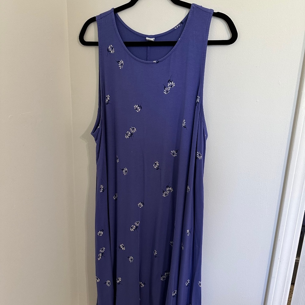 OLD NAVY Blue Flowers Sleeveless Dress Size XXL
